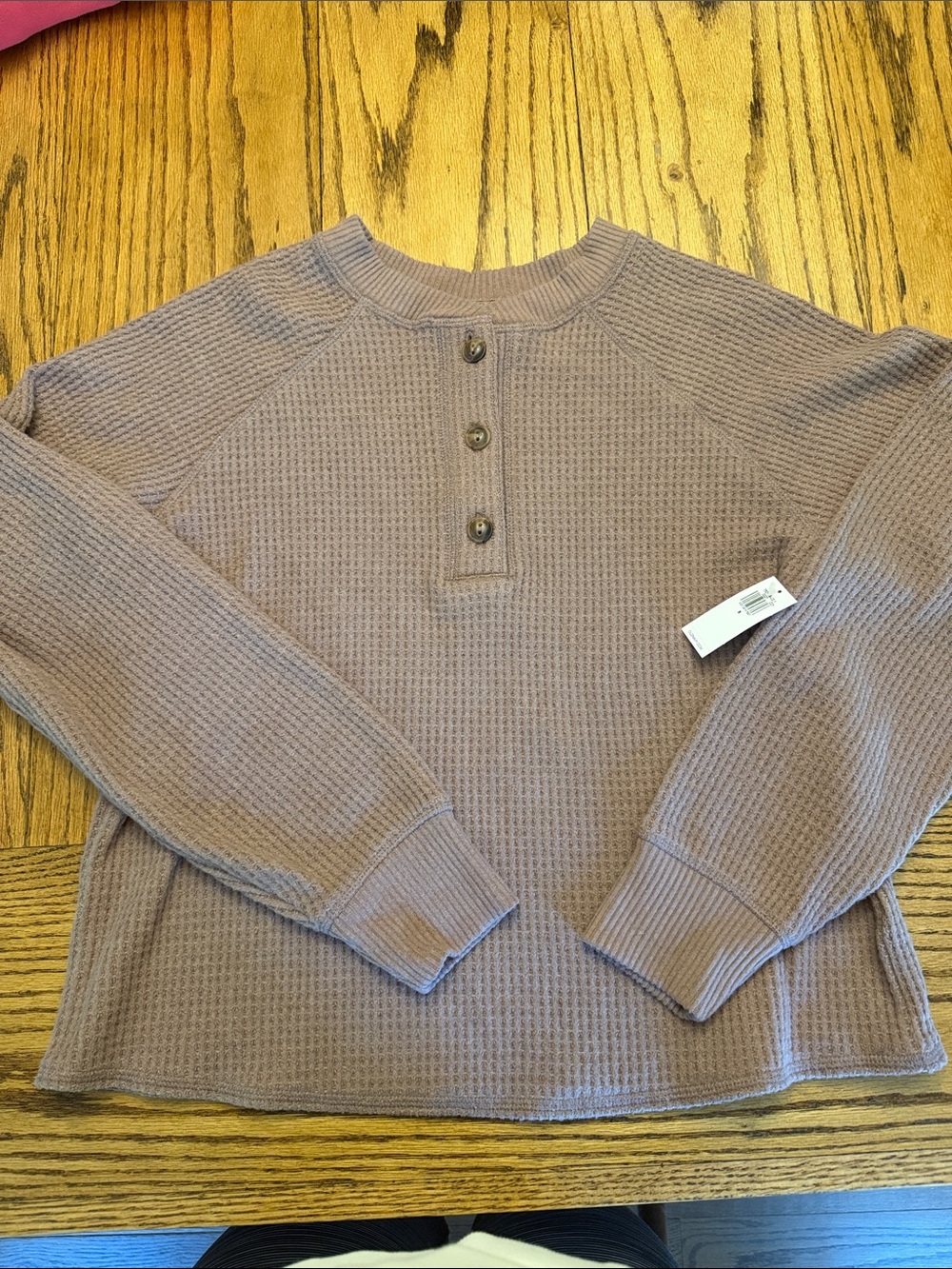 NWT - Women’s Old Navy Waffle Henley Sweater in Mauve Taupe size small